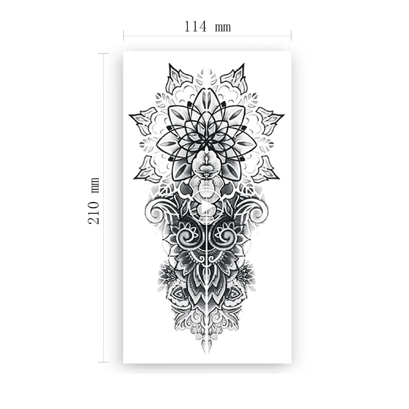 

Bohemian Geometric Sanskrit Flower Waterproof Temporary Tattoo Sticker Black Totem Fake Tattoos Flash Tatoos Arm Body Art Women