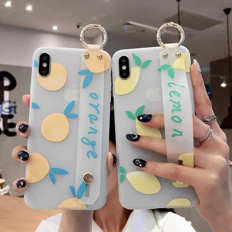 Матовый рельефный чехол на запястье с лимонными цветами для iphone11 Pro Max x xs max xr 6 6s 7 8