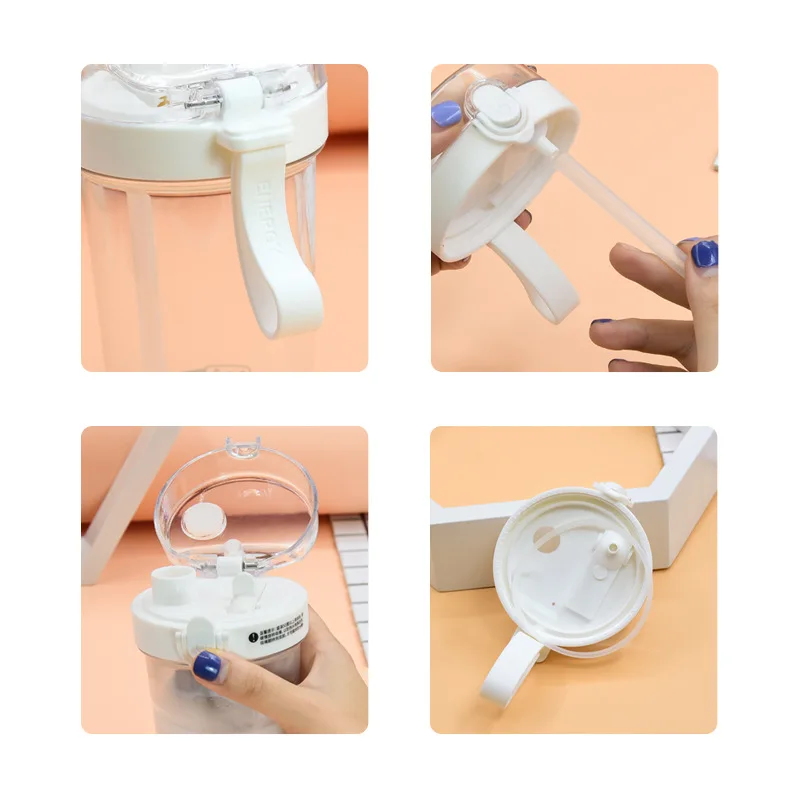 

Double Drinking Cup Cute Net Red Dual-use Creative Straw Water Cup Portable Handy Sports Water Cup INS Sen Series