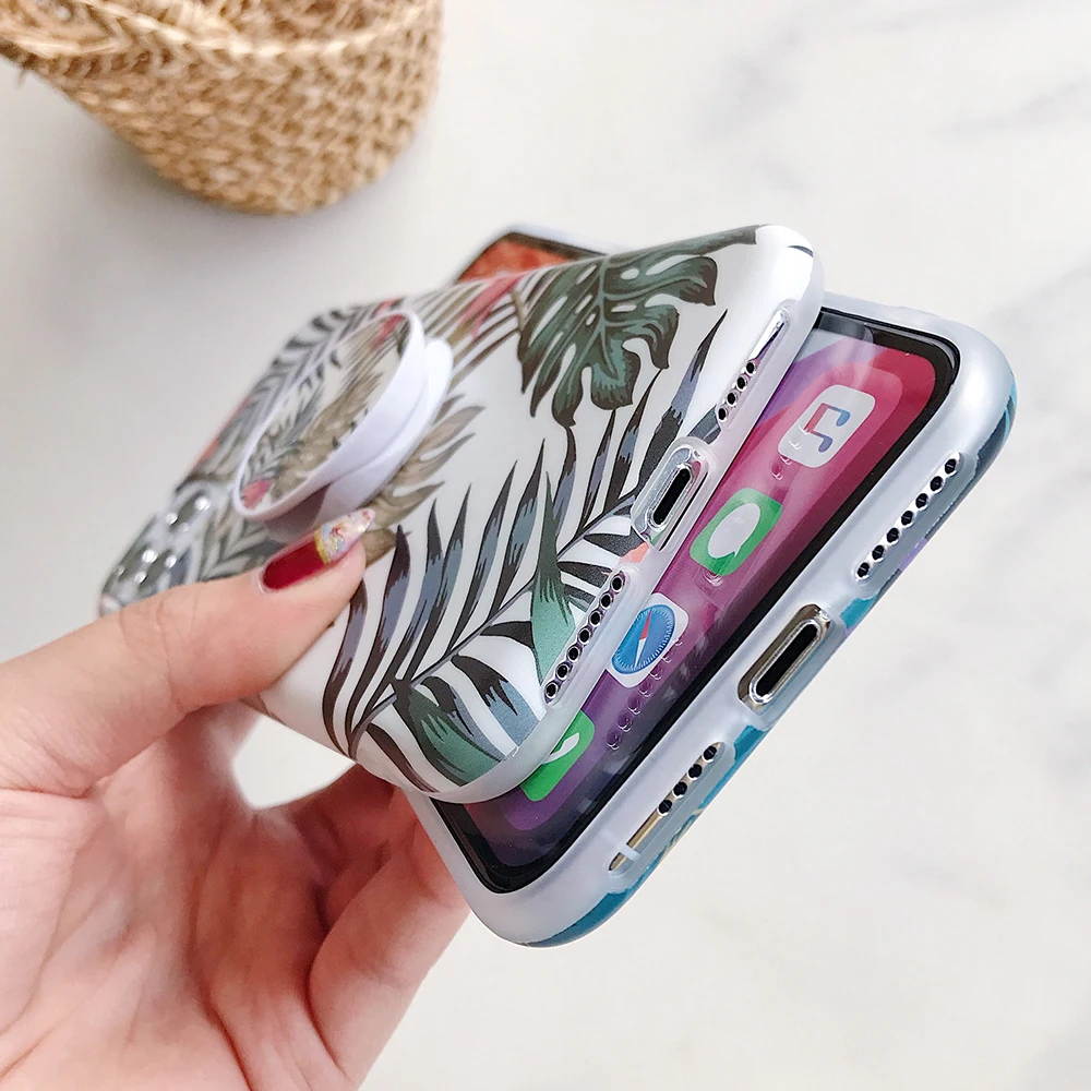 LOVECOM Винтажный чехол для телефона с банановым листом и держателем iPhone 12 Mini 11 Pro Max XR