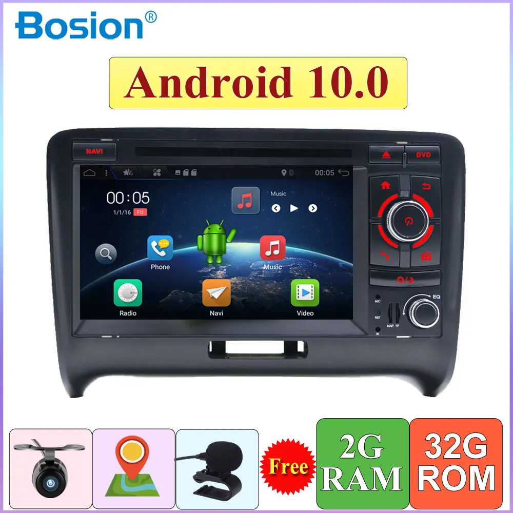 

Автомагнитола на Android 10,0 для Audi TT MK2 2006-2012 автомобильный DVD CD плеер 2 Гб + 32 ГБ Bluetooth Wifi SWC GPS Navi RDS 7 дюймов