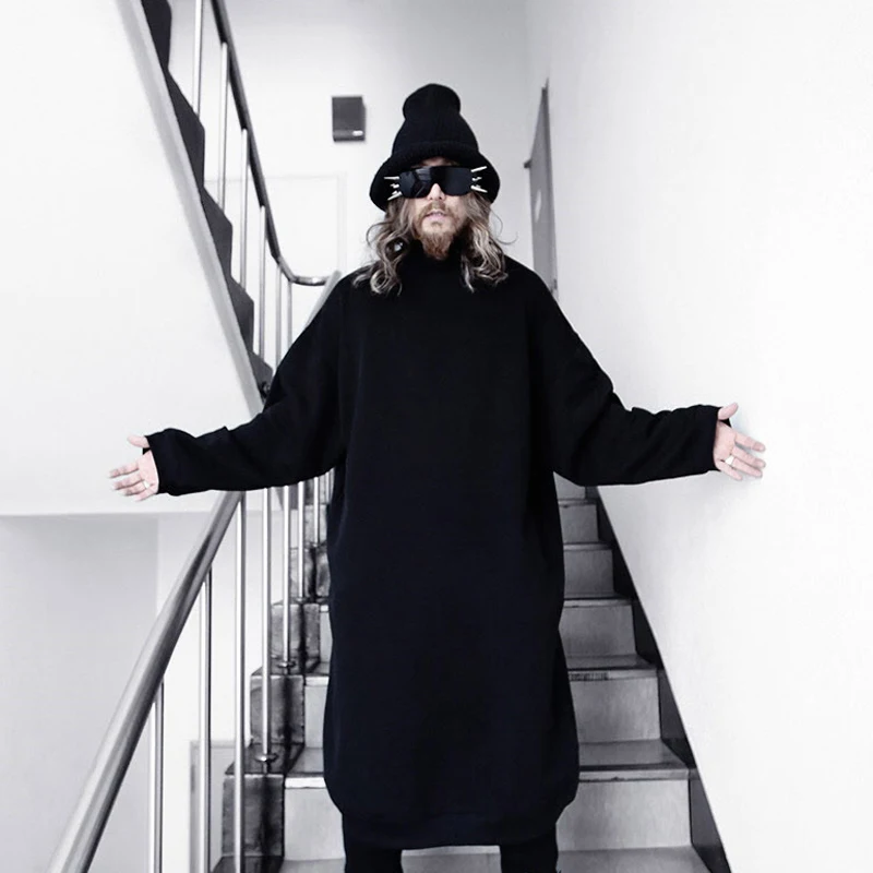 Длинный дизайнерский свитшот в стиле панк рок для мужчин и женщин уличная одежда