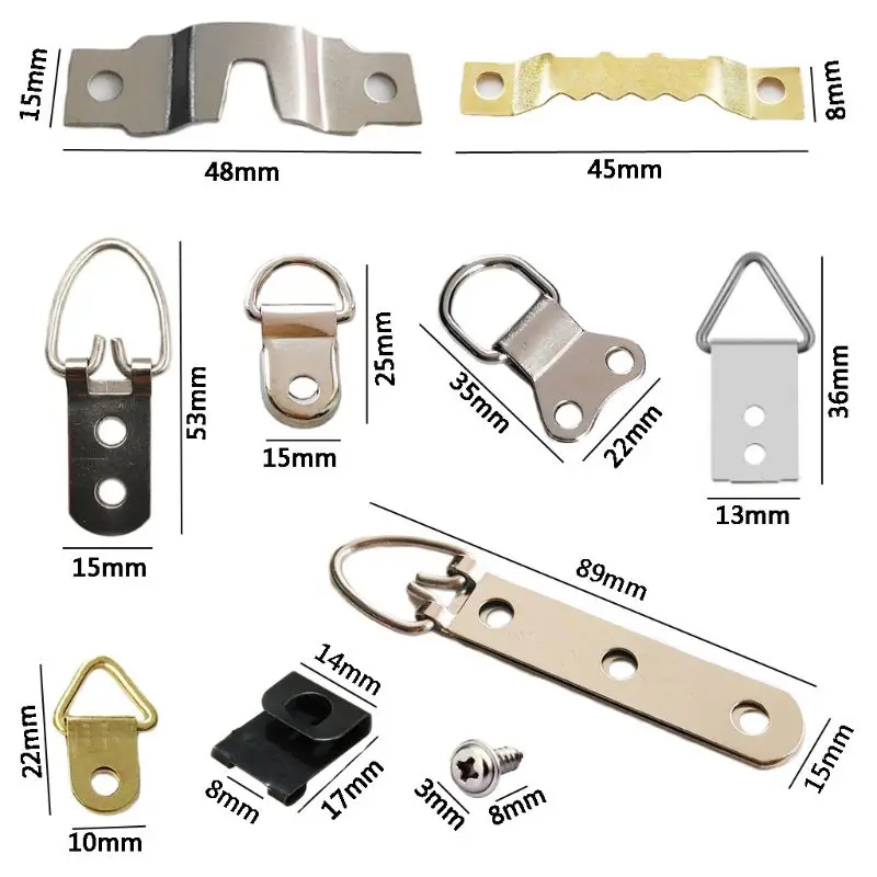 

E8BD 96 шт./компл. подвесные крючки для фоторамки с винтами в комплекте для офиса, домашней живописи, вешалка разных типов