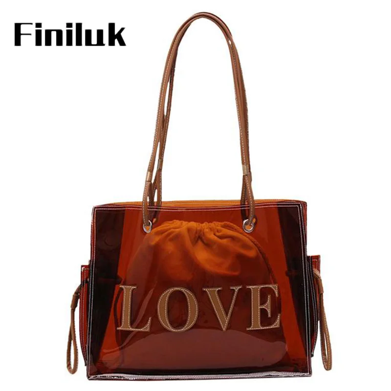 Повседневная женская сумка Fililuk прозрачная композитная модные большие сумки на