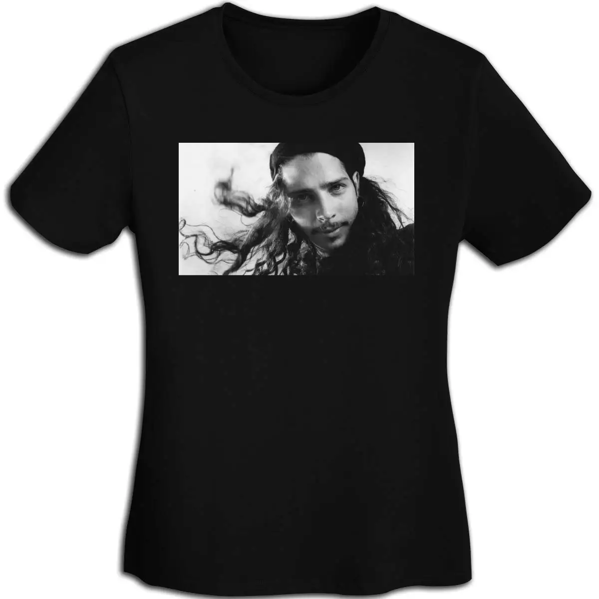

Chris Cornell Womans Sports T-Shirts Short Sleeve Tee Black Style Short Sleeve Print Tee Shirt