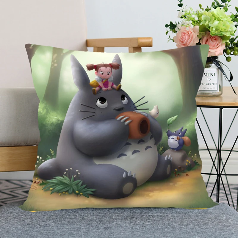 New Totoro Hayao Miyazaki Pillow Case For Home Decorative Pillows Cover Invisible Zippered Throw PillowCases 40X40 45X45cm | Дом и сад