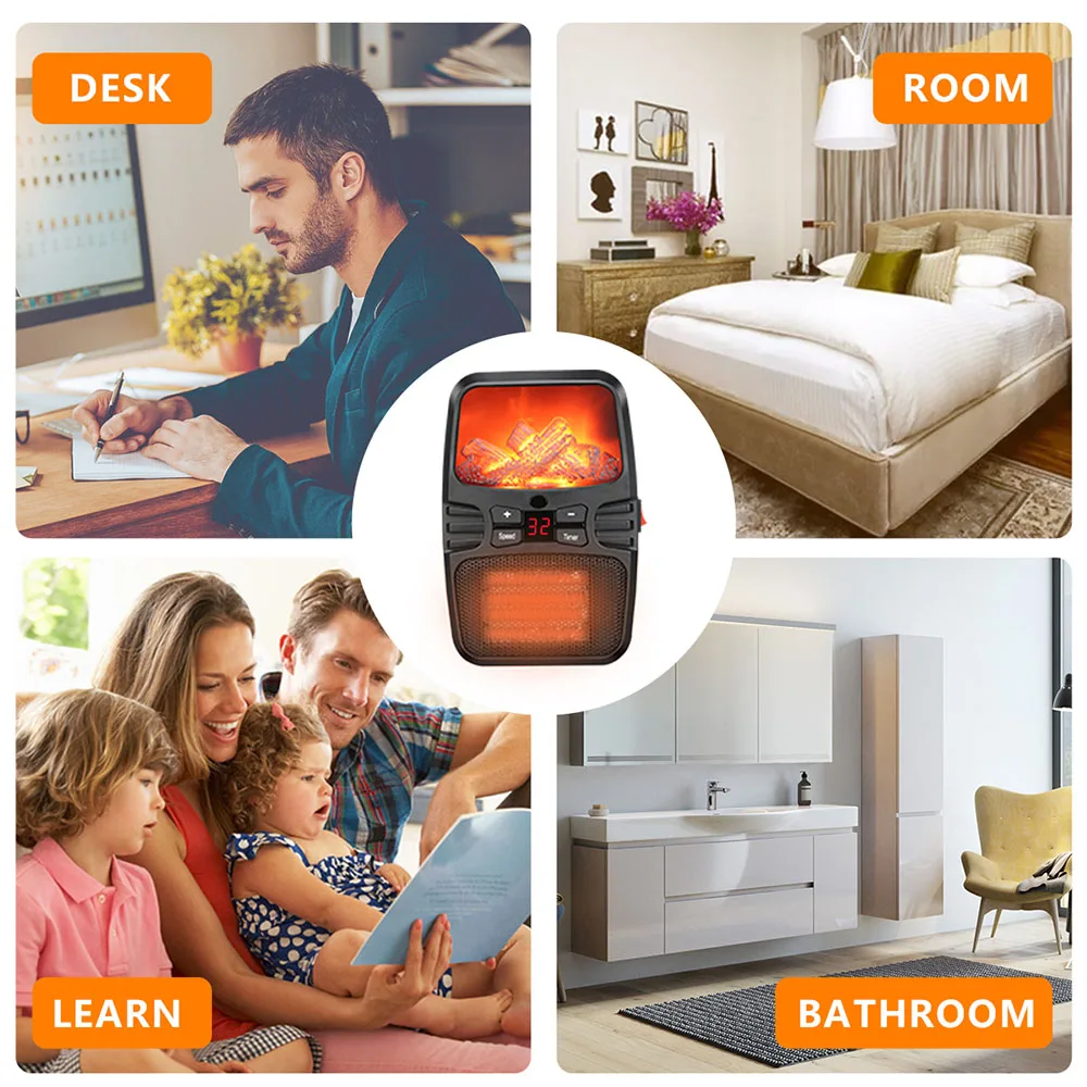 

1000W Wall Outlet Portable Heater Desktop Display Warm Fan Space Heater For Home Office