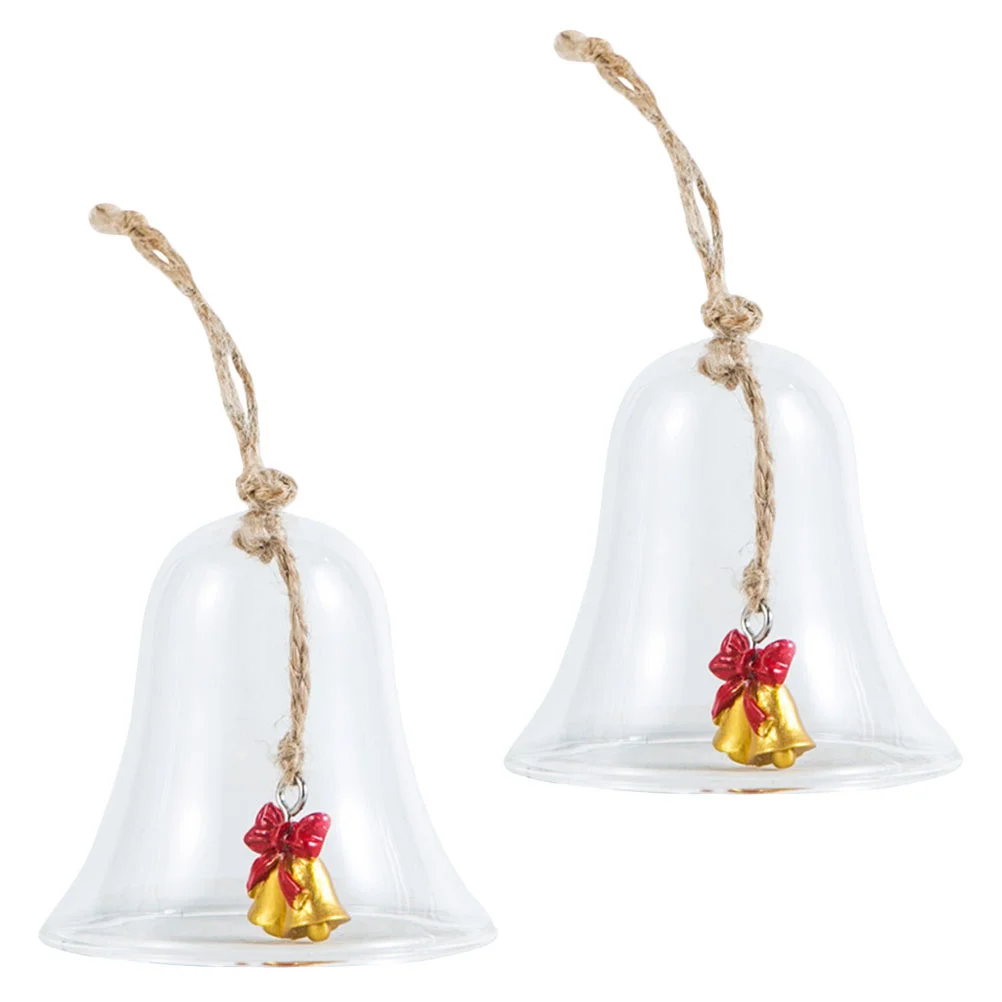 

2 Pcs Glass Bell Hanging Decor Christmas Hanging Ornament Xmas Tree Pendant
