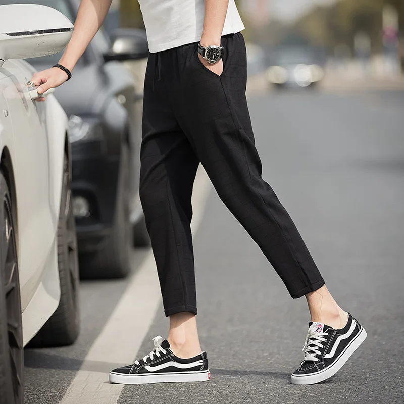 

Men's Simple Casual Pants Straight Tllbe Slim Stretchy Breathable Washable Hot Sale Male Harem Pants