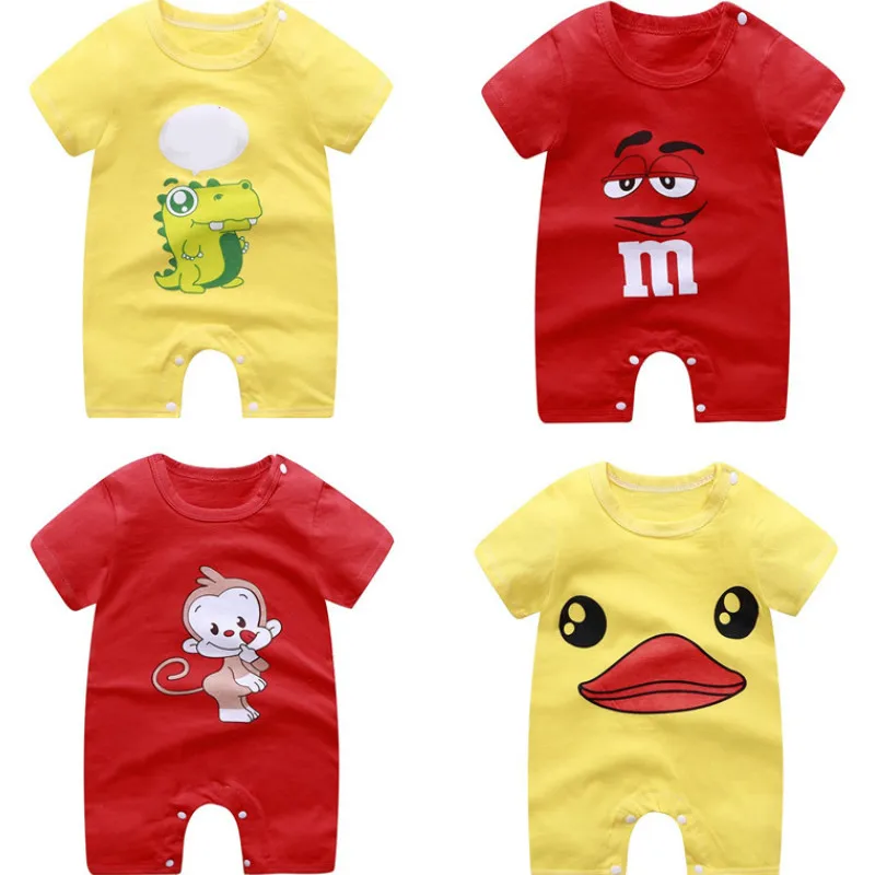 Недорогой хлопковый детский комбинезон одежда для малышей с коротким рукавом