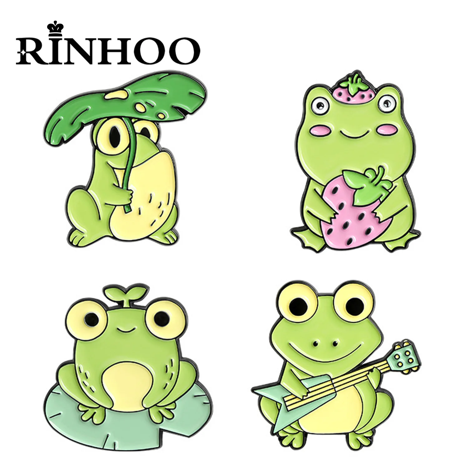 Rinhoo забавная лягушка эмалевые булавки гитара Froggy Lotus Leaf мешочек для брошек