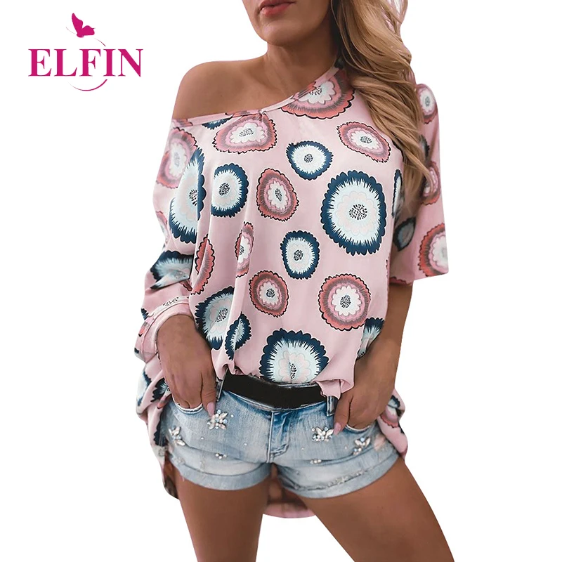 

Casual Loose O Neck Half Sleeve Women Clothing Summer T-shirt Printed Flower Femme European Plus Size Tops Tee SJ6094R