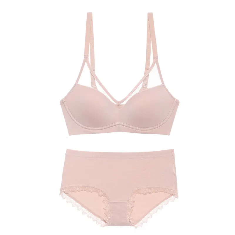 

Lingerie Set Women Bra and Panty Set Wire Free Underwear Push Up Seamless Bralette Cotton Cups Soutien Gorge Completino Intimo