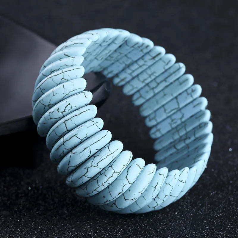 Браслеты из натурального бирюзового эластичного длинного камня отправляют