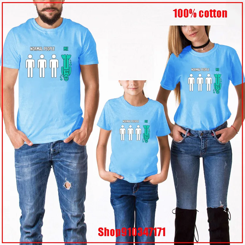 Normal People Me Funny Scuba Diving Design white 27cm mommy and daughter matching clothes teenage girls summer clothing parent | Мать и