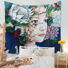 Цветы, красота, богиня, гобелен, настенный, для девочек, для спальни, фон для спальни, художественный декор, полиэстер, ткань, Psychedelic, гобелен, настенные коврики