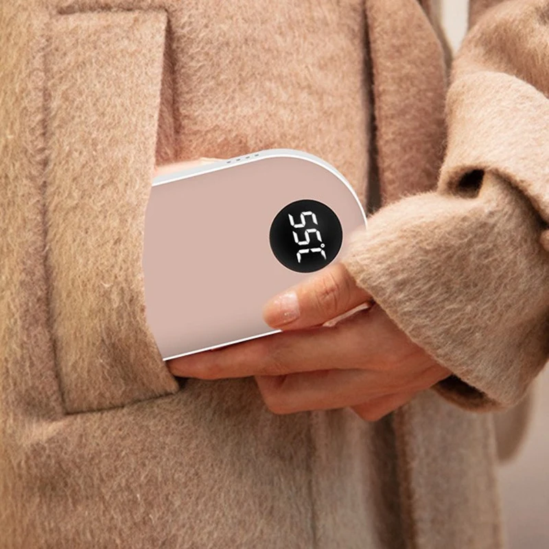 

Mini Hand Warmer Power Bank 2 in 1 Double-Sided Heating LED Digital Display Aluminum Alloy Hand Warmer