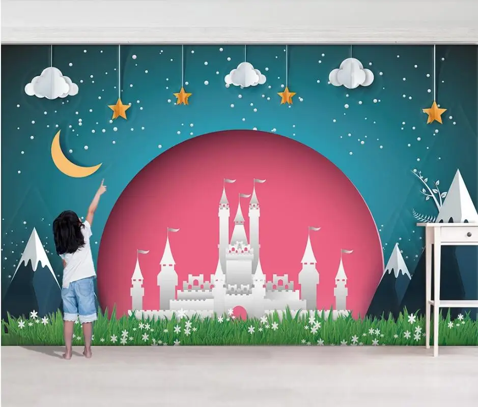 

AINYOOUSEM Nordic style castle star moon stereo background wall papier peint papel de parede wallpaper 3d wallpaper stickers