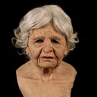 Страшная маска-парик для пожилых женщин, маска для пожилых людей на Хэллоуин, забавная маска для пожилых людей, Страшные Морщины, искусственная кожа, реквизит для косплевечерние