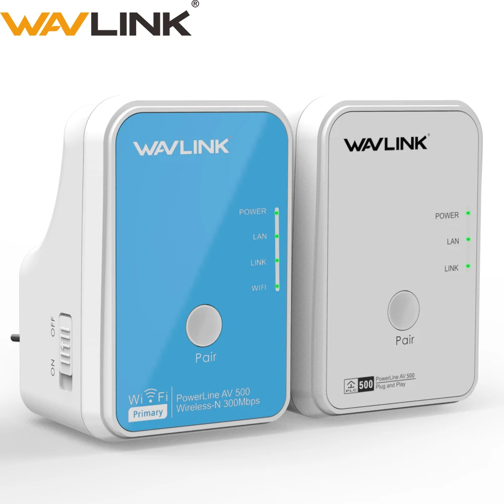 Wavlink 1 пара AV500 Powerline Ethernet адаптер сетевой комплект беспроводной-N 300 Мбит/с wifi удлинитель Homeplug AV Plug and play IPTV EU/US