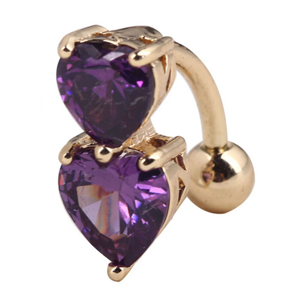 1 шт. цвета: золотистый пирсинг Для женщин сексуальные пупок штангой два сердца