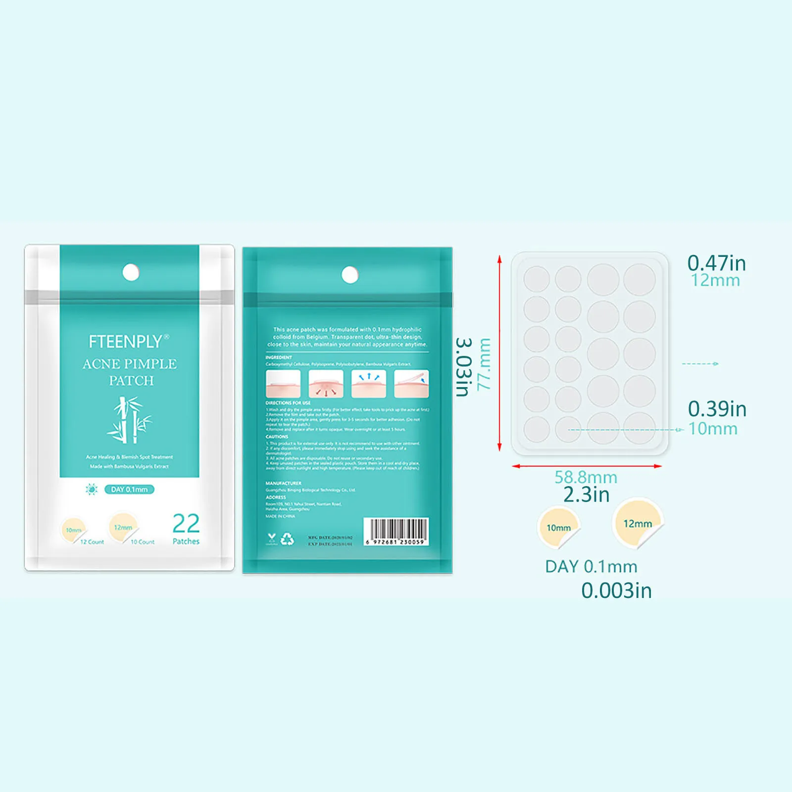 

22Pcs Skin Acne Patch Hydrocolloid Treatment Pimple Acne Remover Patch Skin Care Hydrocolloid Spot Facial Waterproof Patches