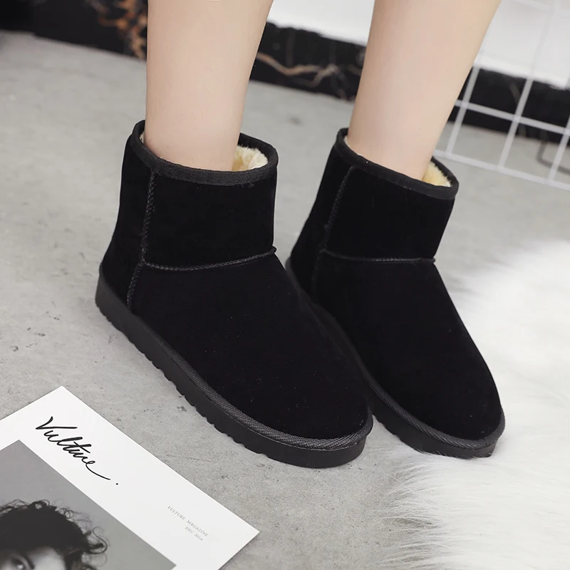 Rimocy/Зимние теплые плюшевые ботинки Женская однотонная обувь без застежки Цвет