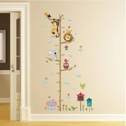 

2020 Animals Lion Monkey Elephant Height Measure Wall Sticker For Kids Rooms