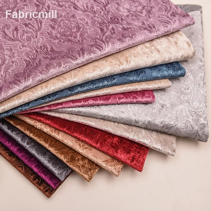 

3D Embossed Velvet Fabric For Pillowcase Cushion Wedding Background Soft Package Fabrics For Furniture By Meters