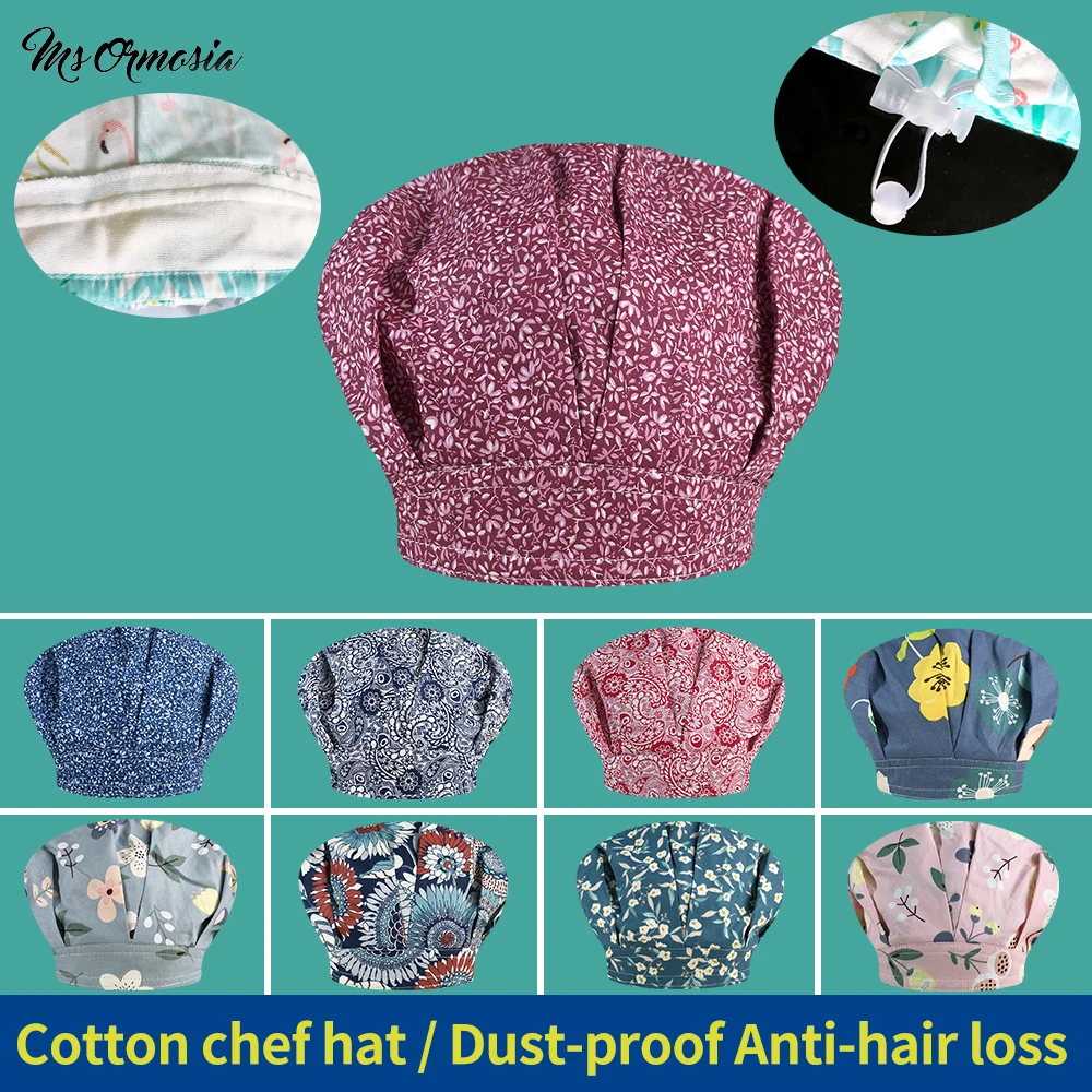 

Restaurant kitchen Work Hats Cook Caps for long hair cotton Kitchen Working Hats Adjustable Hotel Catering Caps wholesale prices