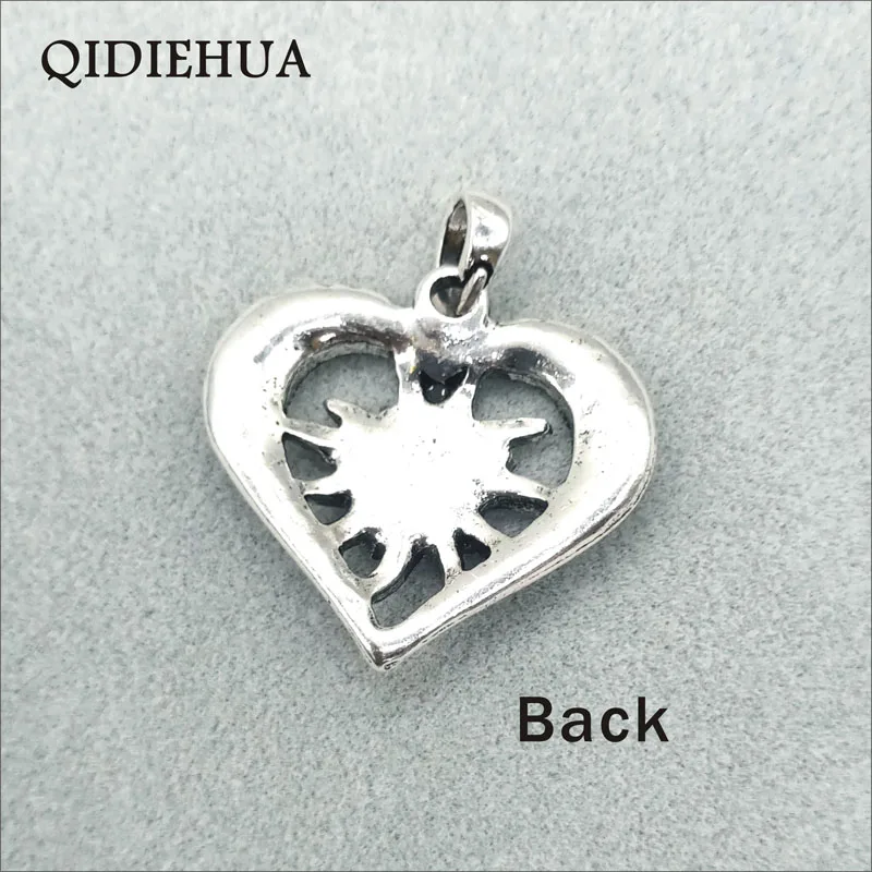 3pcs Antique Silver Plated Love Heart Shape Alloy Connects For Making Pendant Necklace Fashion Crystal Edelweiss Jewelry Finding | Украшения