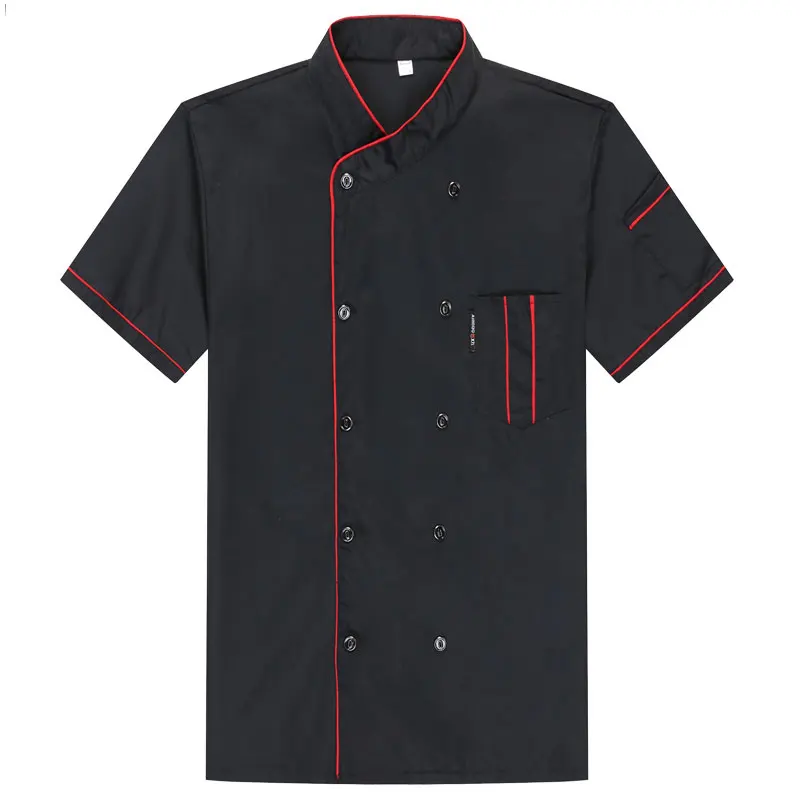 Short Sleeve Куртка шеф-повара Лон/короткий рукав повара пальто бариста Бейкер Рабочая Униформа Официанта ресторан отель одежда - Цвет: Short Sleeve