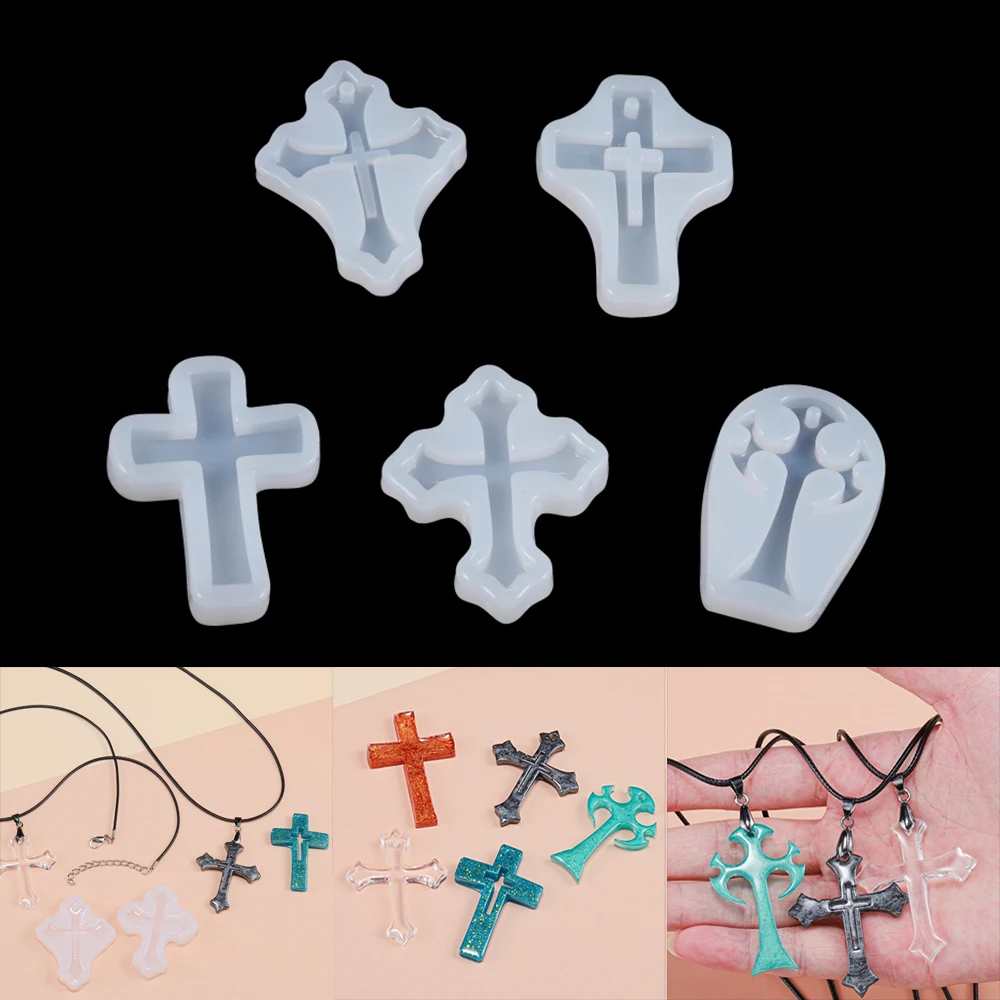 

5 Styles Cross Silicone Mould Necklace Pendants Epoxy Resin Mold For DIY Handmade Crafts Decor Jewelry Making Accessories Tools