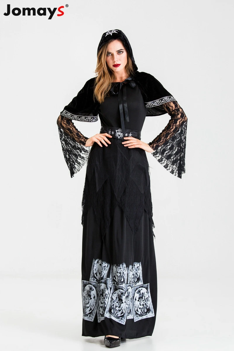 Костюмы на Хэллоуин для женщин черное эротичное платье комплект ведьмы косплей