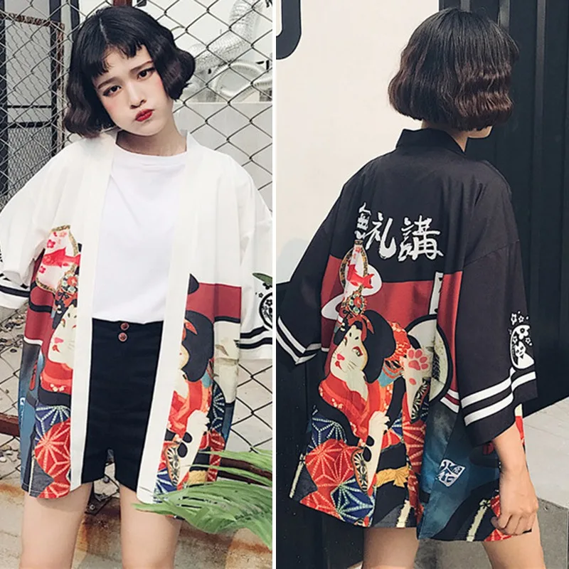 

2020 New Fashion Women cardigan shirt harajuku kawaii style Kimonos streetwear x