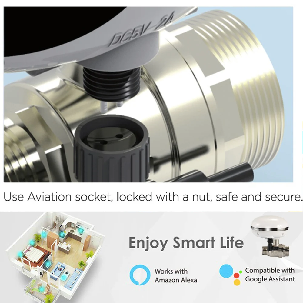 Беспроводной клапан для воды и газа Smart Tuya 1/2 дюйма Wi Fi регулировка количества