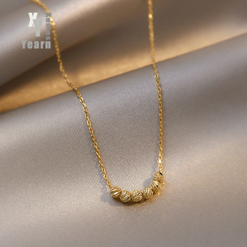 

Golden Bean Necklace For Women's Light Luxury Niche Design Sense 2021 New Clavicle Chain High Sense Simple Accessories Summer