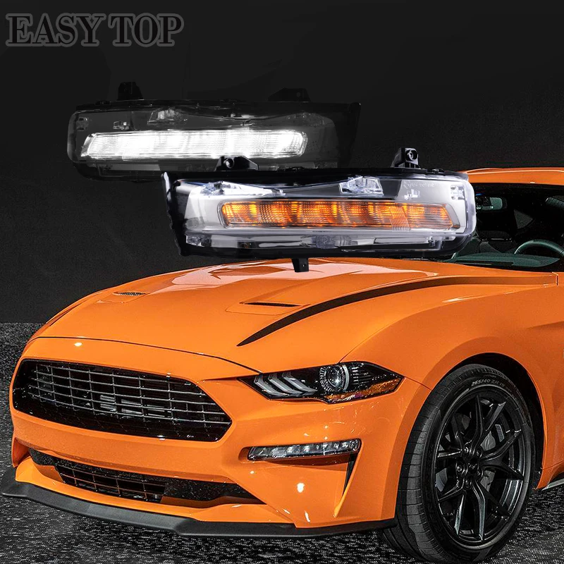Для 2018 Mustang светодиодный DRL Включите светильник с лампой воды вспышки света (по