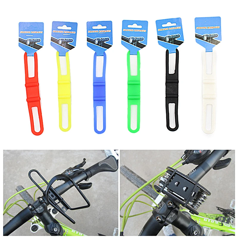 Elastic Bike Handlebar Tape Silicone Torch FlashLight Phone Bind Strap Mount Holder Bandage Buckle Fastener Bicycle Accessories images - 6