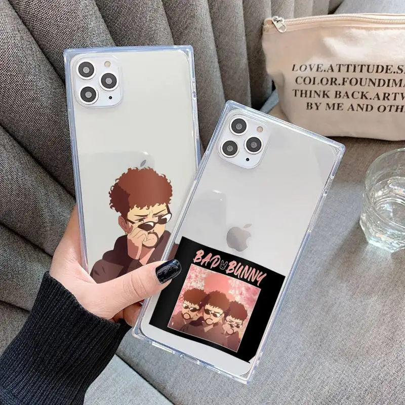 

Bad Bunny - Yonaguni Phone Case For iPhone 7 8 11 12 X XS XR MINI Pro Max Plus Clear Square Transparent