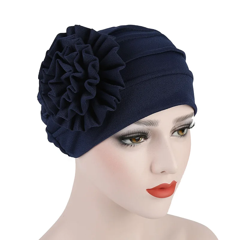 

Solid side Decal flower headband hat Muslim cap women's headtie
