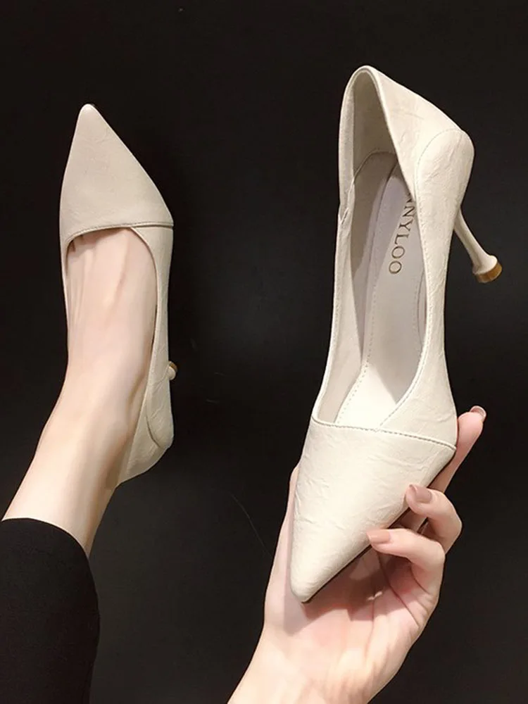 

Spring And Summer New Simple And Versatile Pointed Shallow Mouth Ladies Single Shoes Daily Commuter High Heels