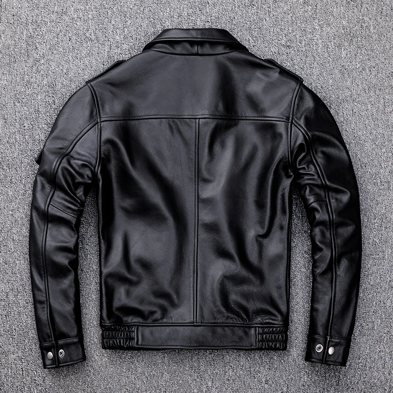 

2021 Plus Size 5XL Men's Genuine Leather Jackets Multi Pockets Cowhide Jackets Casual Real Leather Coat for Male
