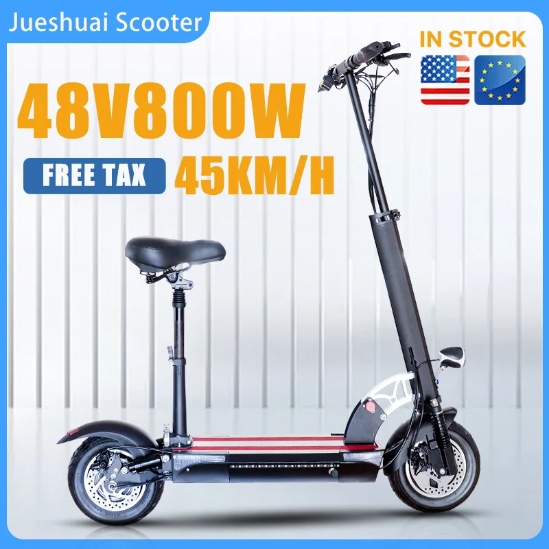 

10 Inch 48V Max 45KM/H Electric Scooters Adults 800W Electric Skateboard with Seat 26A Big Battery E Scooter EU USA Stock