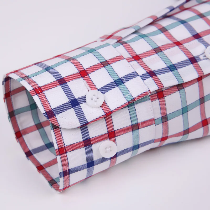 Для мужчин с длинным рукавом контраст Клетчатый плед хлопковые рубашки Без