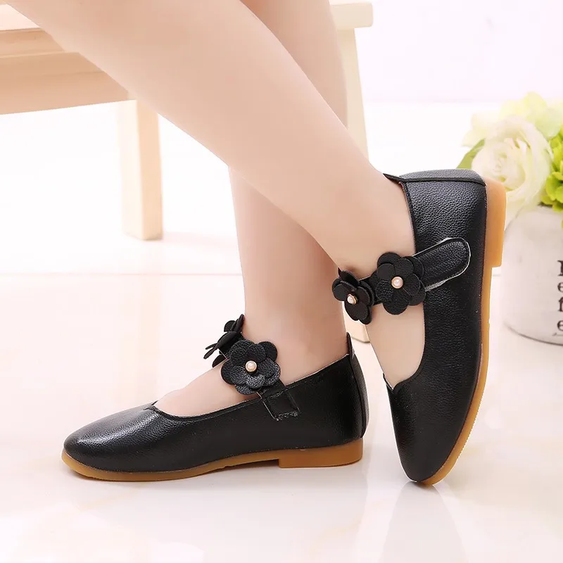 

2020 Children Kids Shoes Girls Solid Flower Student Anti-slip Charming Single Soft Dance Princess Fashion Rubber Shoes Elegant