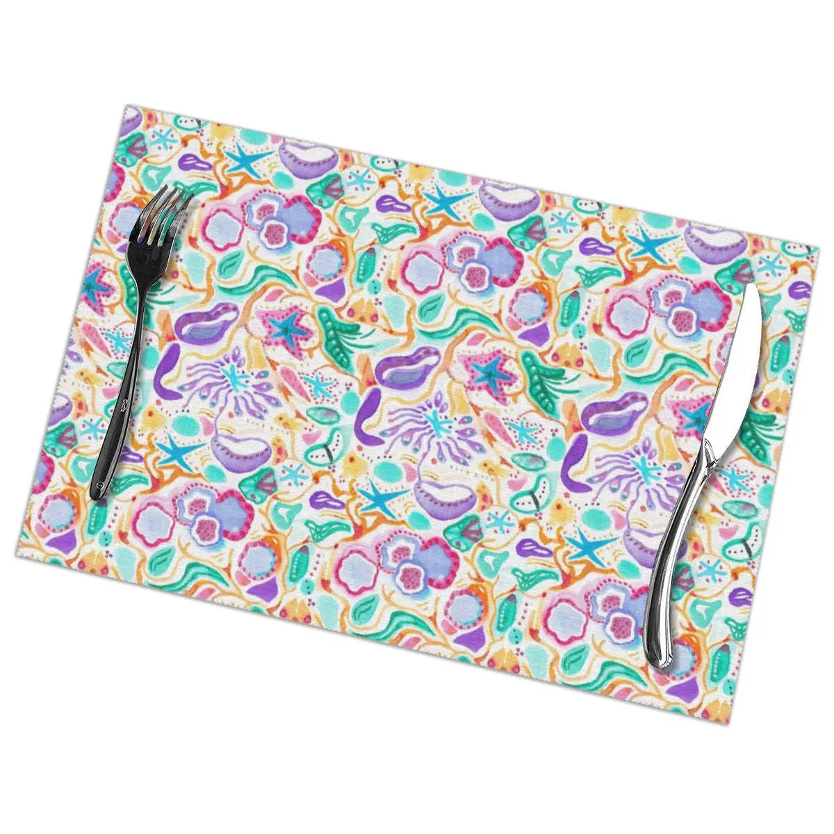 Столовые приборы салфетки 6 шт. устойчивые коврики Нескользящие акварельные с