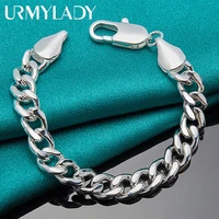 urmylady 925 sterling silver 10mm side charm chain bracelet for women men fashion wedding engagement party jewelry