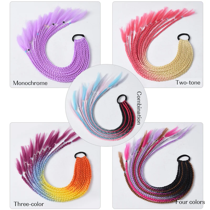 

LANLAN Ponytail Hairpiece With Rubber band hair ring Chignon crochet braid Synthetic Hair Multicolor Ponytail Hair Extension