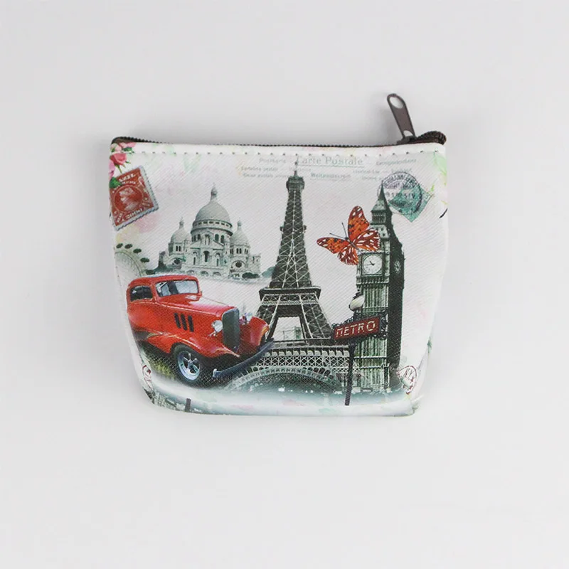 7 Hot Retro Paris Coin Purses Women Mini Wallets PVC Baby Girl Change Purse Children Zipper Pouch Card Coins Holders Clutch - Цвет: 7